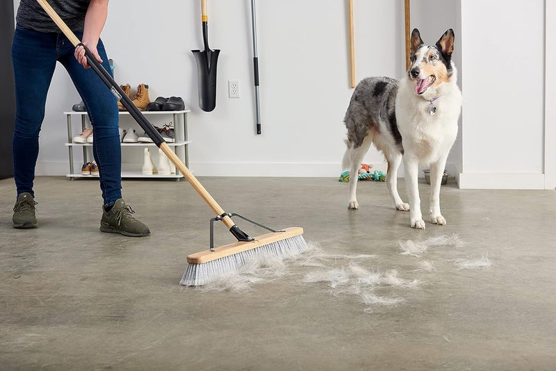Harper 24 Inch Indoor Smooth-Surface Push Broom with Flagged Bristles for Sand, Saw Dust, Wood Shavings and Pet Hair in Garages, Warehouses, and Workshops - Image 4